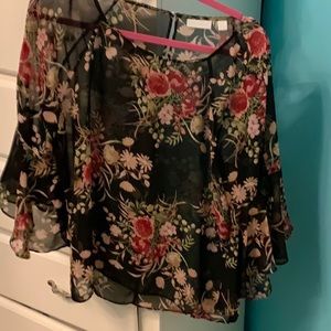 Black floral blouse